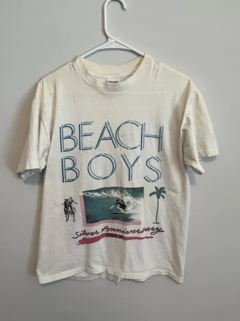 VTG Beach Boys Chicago Tour T Shirt 1989 Concert Silver Anneverasry Large 80s