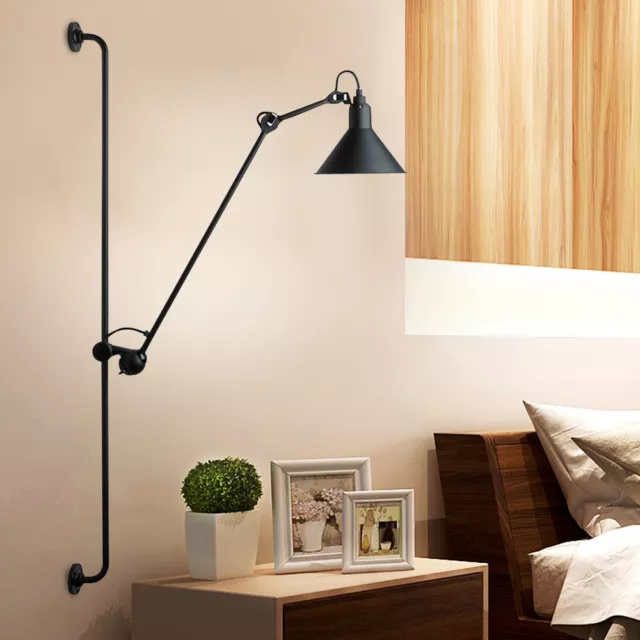 360 Swing Long Arm Wall Sconce Lamp Bedroom Bedside Lighting Fixture Adjustable