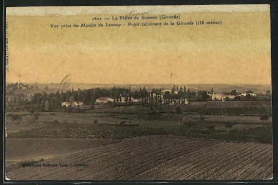 CPA Soussac, Vue prise du Moulin de Launay, Point culminant de la Gironde 1912