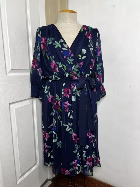 Jessica Howard Midi Floral Faux Wrap Dress For Women 24W NWT