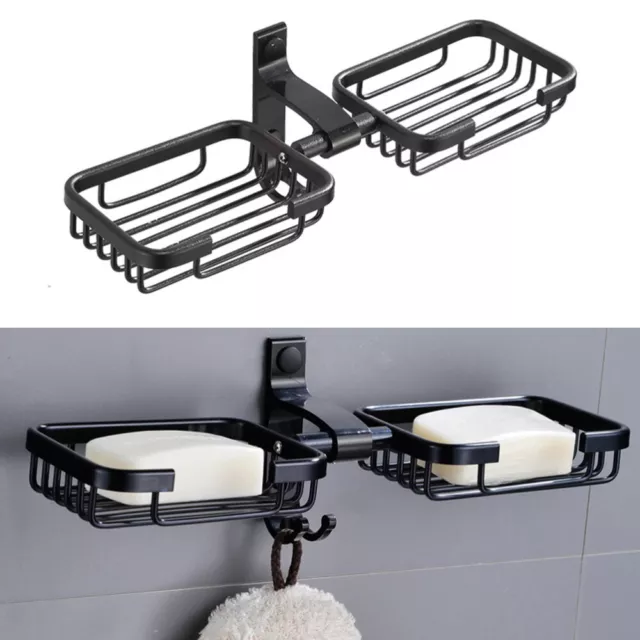 Vintage Style Black Self Adhesive Wall Mounted Bath Shower Soap Dish Holder 2