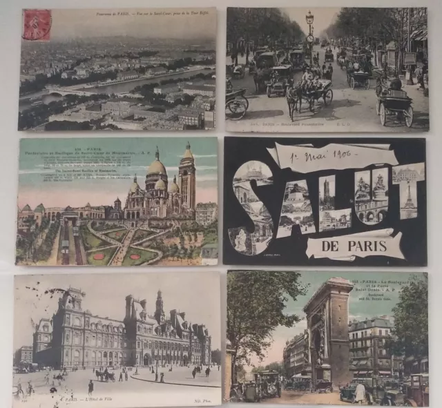 Lot de 6 CPA Cartes postales anciennes Paris