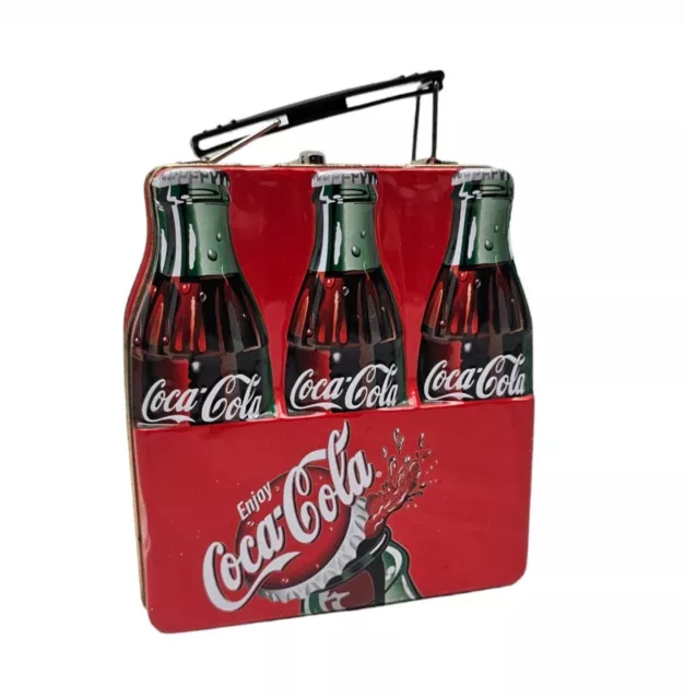 Coke Bottle Coca Cola Metal Tin Mini Lunch Box Pail Container with Handle VTG