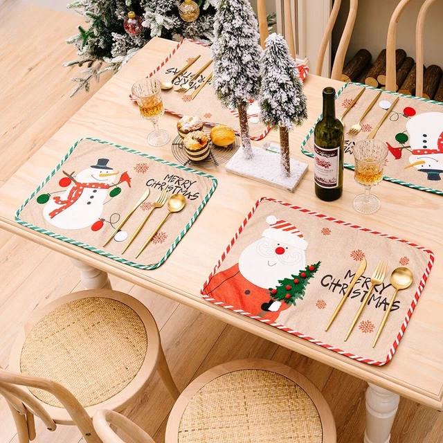 Lieu Tapis Set de Table Creative Brodé Napperon 46x35cm Fête de Noël