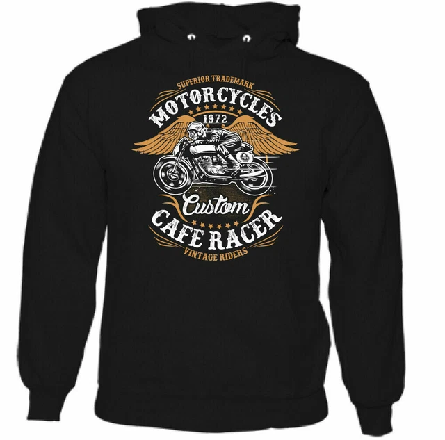 Personalizzato Cafe Racer da Uomo Motociclista Felpa con Cappuccio Motocicletta