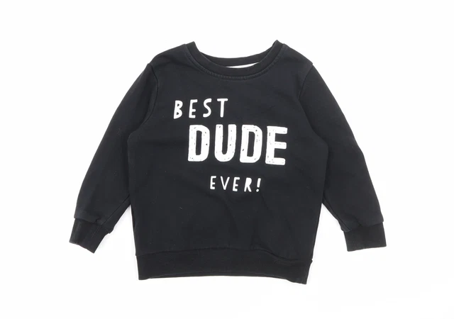 Felpa pullover George Boys nera cotone taglia 3-4 anni
