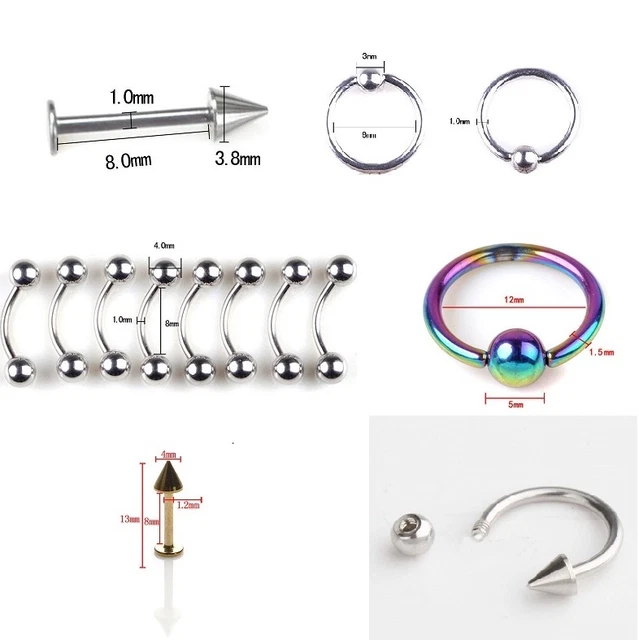 Body Piercing Stud Nose Eyebrow Tongue Lip Navel Jewelry Surgical Steel 316 Ring