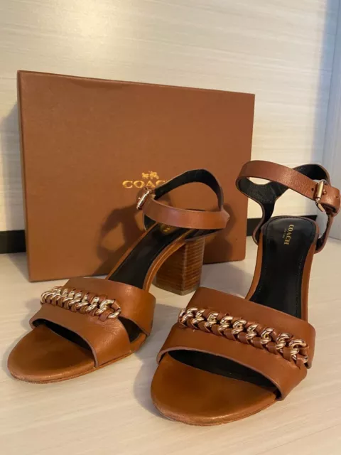 Coach New York PHOEBE Women's Size 9.5 B Brown Open Toe Ankle Strap Sandals