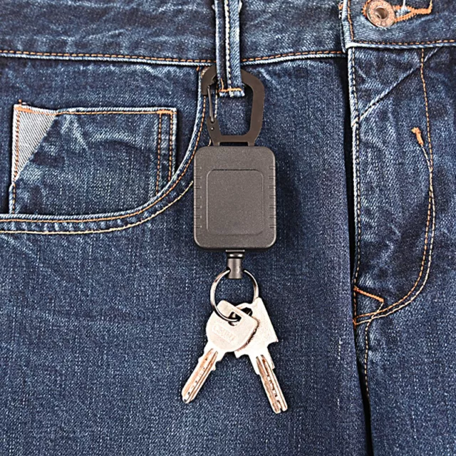Retractable Badge Steel Wire Cord Pull Key Ring Carabiner Car Key Chain EDC .Q1