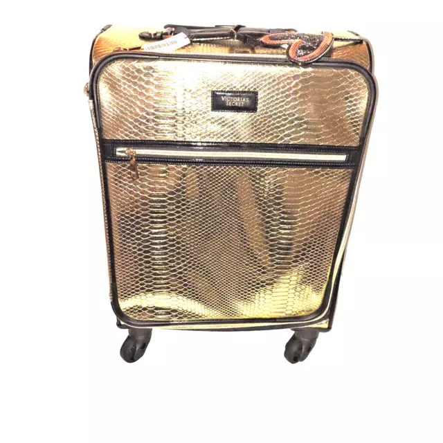 VICTORIA S SECRET PINK Gold Python Suitcase Telescoping Handle