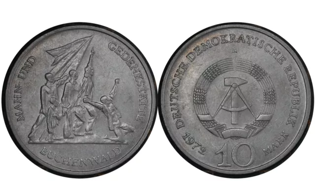 10 Mark 1972 East Germany Coin Buchenwald Memorial  # 38