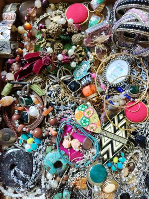 Huge! Vintage 2 New Costume Jewelry Lot Tangled 3+ Pounds Wear Resell Redesign!