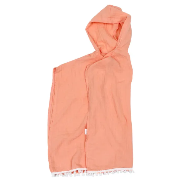 Pink Cotton Baby Hooded Poncho Girl Child Clothes Beach Towel