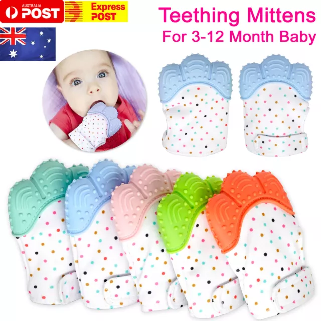 Silicone Baby Teether Teething Mitt Mitten Glove Safe BPA Free Chew Dummy Toy AU