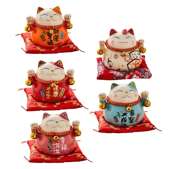 Chinese Maneki Neko Good Luck Cat Piggy Bank Home Decoration Feng Shui Porcelain