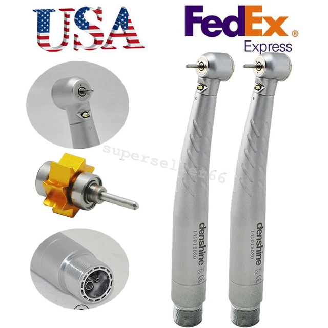 Denshine DentalHigh Speed LEDHandpiece Large Torque 3W 2H Golden Ceramic Bearing