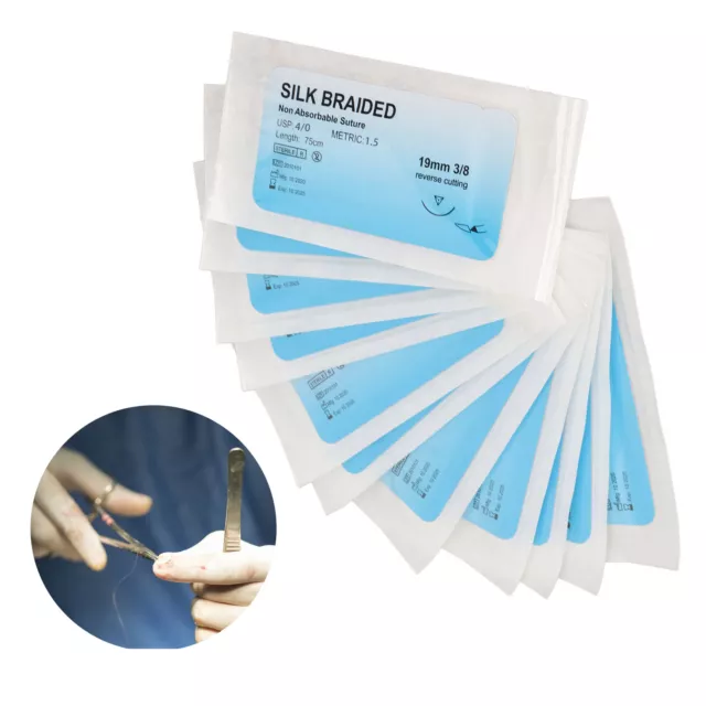 (4/0) Sutures Thread 12PK Suture Practice Kit With Needle Sterile Package