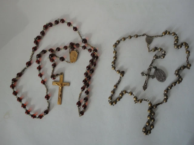 Lot De 2 Chapelets Catholiques Pour Enfants - Perles Colorées Acrylique Avec Croix - 38 Cm Longueur - Cadeau Première Communion, Baptême, école Du Dimanche