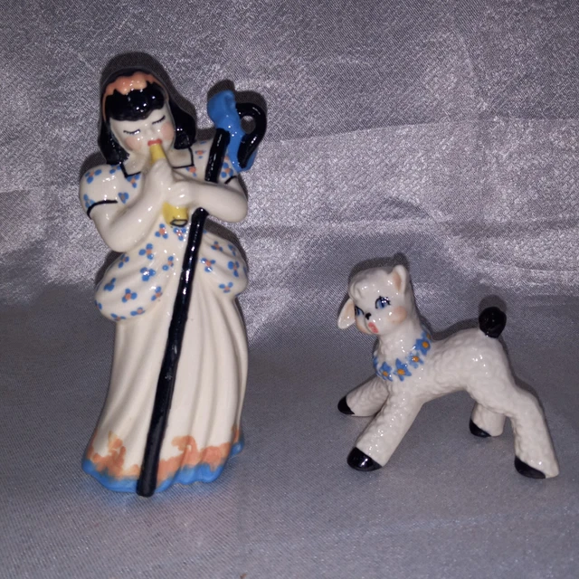 Little Bo Peep & her Sheep Figurines Ceramic Arts Studio USA Vintage 1940-50s