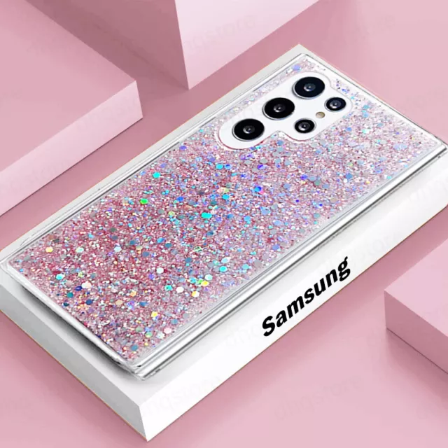 Glitter Bling Silicone Soft Case For Samsung S23 S24 Ultra S22 S21 A54 A52 Cover