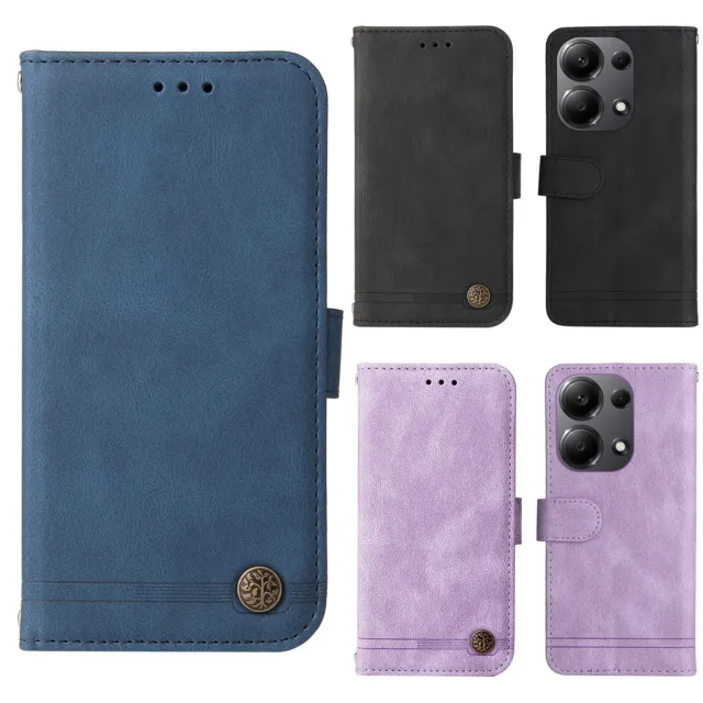Luxus Skin Feel PU Leder Geldbörse Etui Handyhülle für Xiaomi Poco X6 M6 Note 13