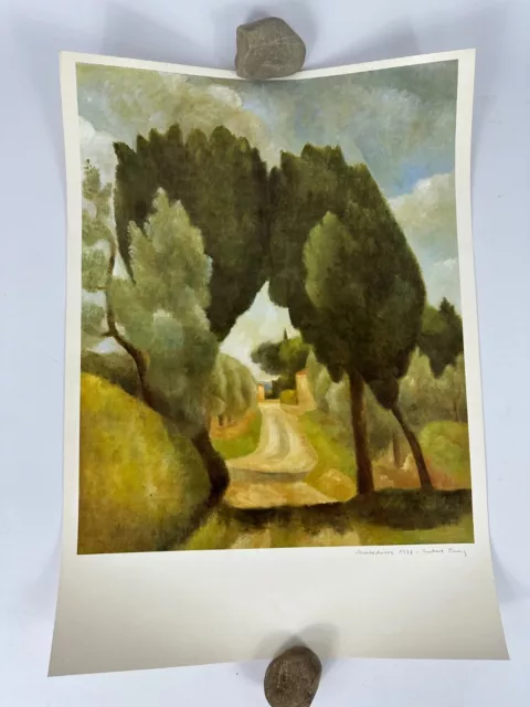 Grafik Hubert Lang 1978 Montechiaro Druck Bäume Straße Kunst Art Landschaft