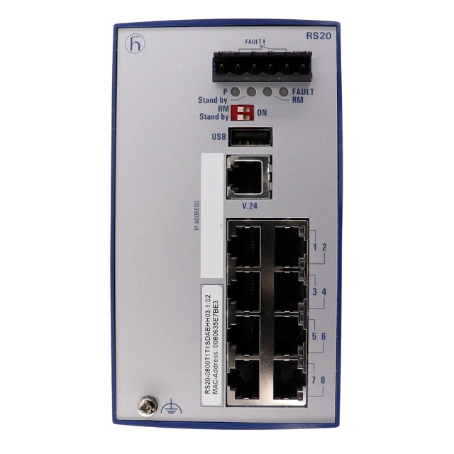 Hirschman Rs20-0800T1T150Aehh04.0.01 Industrial Ethernet Switch, 8-Port, Rail/Di