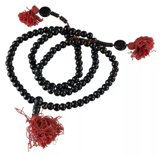 Collier Bouddhiste - Mala tibetain - Mala -  Perles noires  8.5 mm #8312