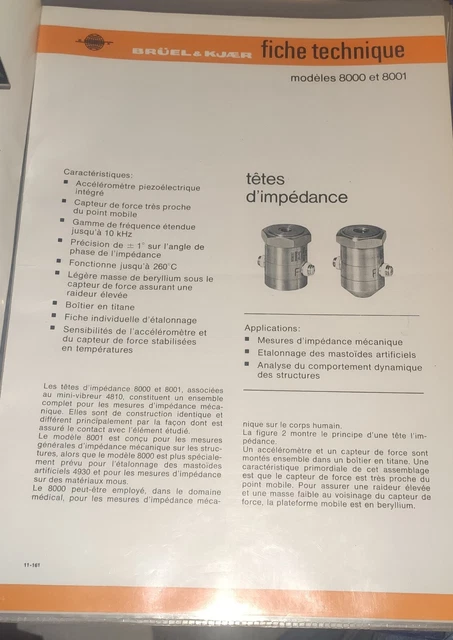 Fiches Techniques Bruel & Kjaer – 1013, 1017, 1022 – Documentation Vintage