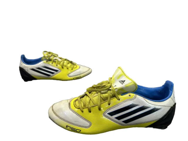 Adidas F10 TRX FG Soccer Cleats F50 AdiZero V21311 White Yellow Men US 9.5