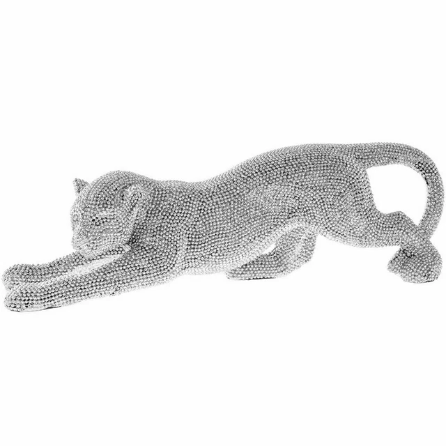 Leonardo Silber Kunst funkelnder Diamant Glitzer Gepard Katze Statue Ornament klein