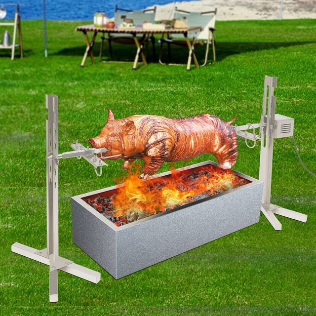 30kg Spit Hog Roaster BBQ Lamb Goat Rotisserie Spit Roast Grill Barbecue Steel