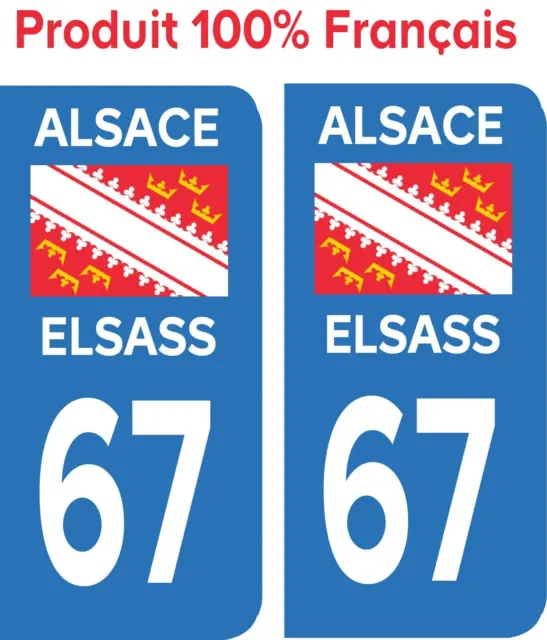 Autocollant Stickers plaque d'immatriculation 67 ELSASS ALSACE 2