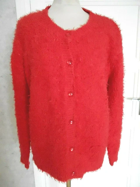 Gilet Rouge En Angora à Manches Ballon - Taille XL, Neuf Sans étiquettes