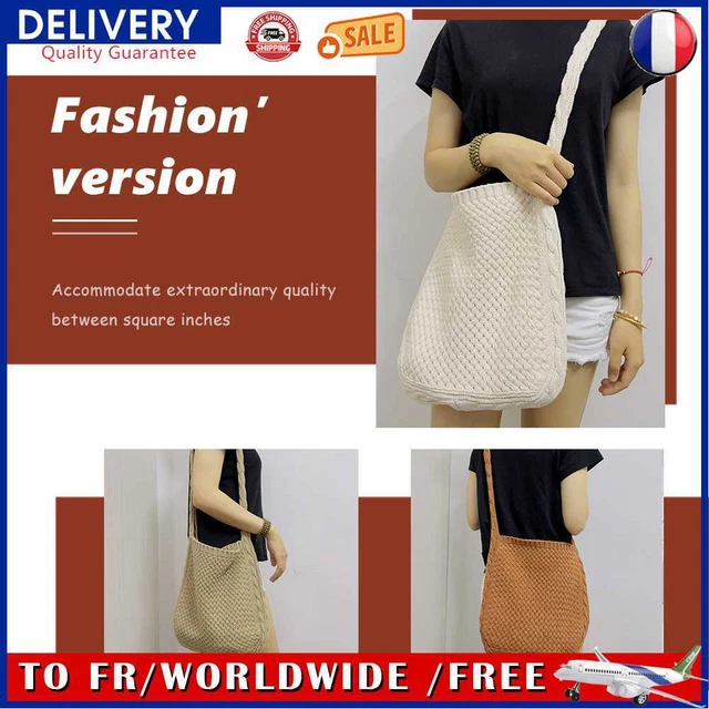 Women Shoulder Bag Cute Knitted Tote Bag Tote Purse for Travel Girl Shopping Bag