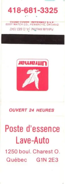 Quebec Canada Gas Station Car Wash Ultramar Vintage Matchbook Cover