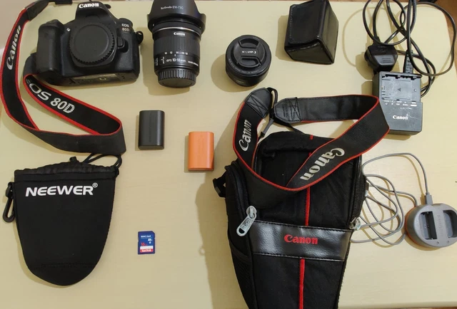 Canon EOS 80D 24.2MP Digital SLR Camera Set (2 lens, 2 batteries + more)