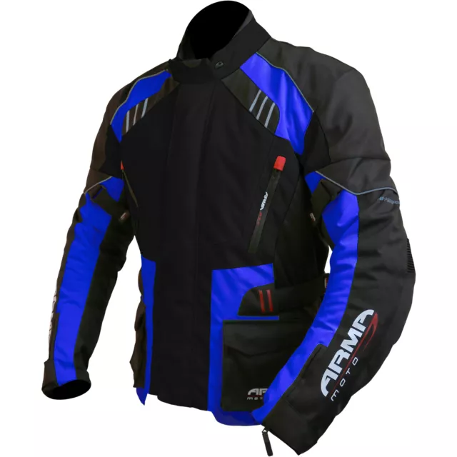 ARMR Moto Kiso 2 Waterproof Motorcycle Motorbike Jacket - Black/Blue