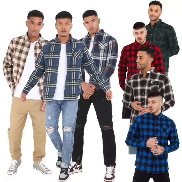 Mens Brave Soul Check Lumberjack Brushed Cotton Shirts Casual Work Shirt