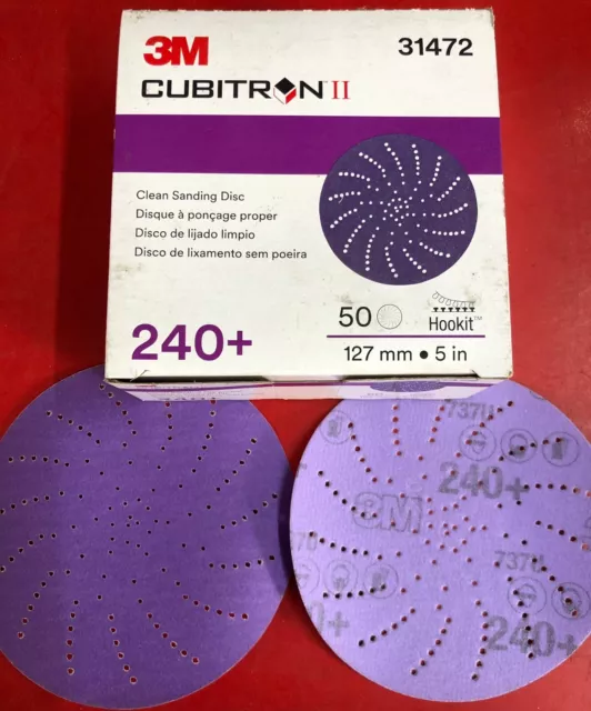 3M 31472 Cubitron Ii Hookit 5" Inch Clean Sanding Abrasive (50) Discs 240+ Grit