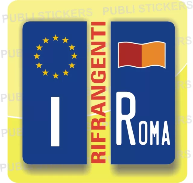 Adesivi Blu Rifrangente Per Targa Auto Europea Con Bandiera E Provincia Roma