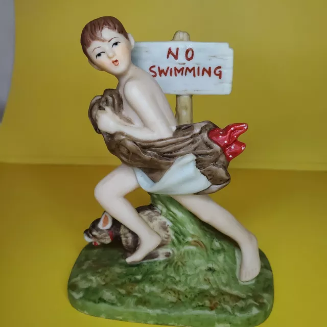 Norman Rockwell The Danbury Mint Porcelain Figurine No Swimming 1989