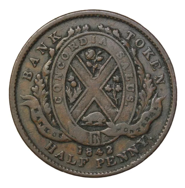 1842 Canada Bank Of Montreal Halfpenny Token Breton-527 PC-1a2