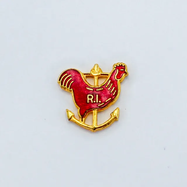 Rhode Island Pin Red Rooster Anchor 5/8" x 3/4"  Free Shipping