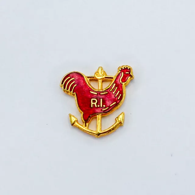Rhode Island Pin Red Rooster Anchor 5/8" x 3/4"  Free Shipping