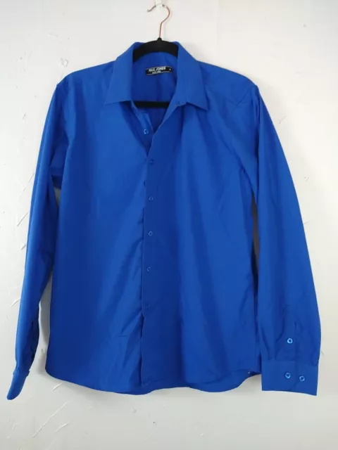 Paul Jones Button Down Mens Shirt M Kelly Blue Long Sleeve Cotton Blend Classic