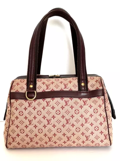 Auth Louis Vuitton Handbag Josephine PM Bordeaux Pink Monogram Canvas Mini Lin