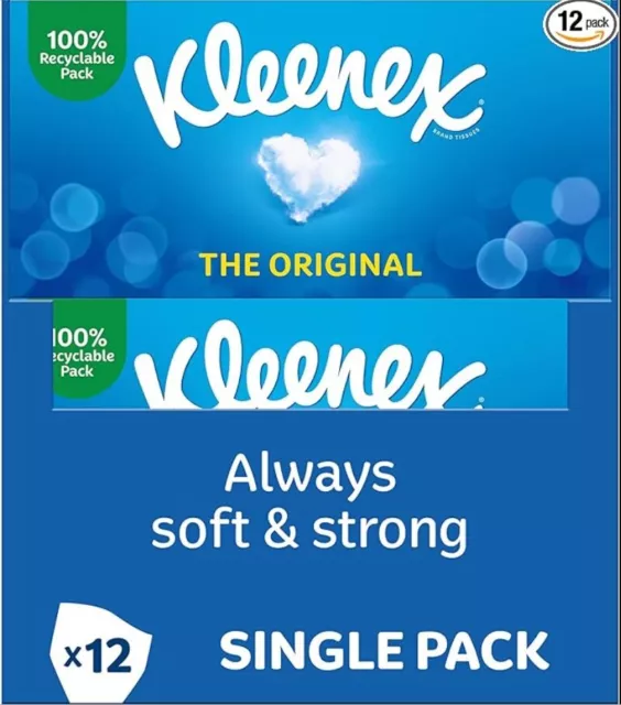 Kleenex Original Facial Tissue Pack of 12 Tissue Boxes Soft Tissue Free Delivery