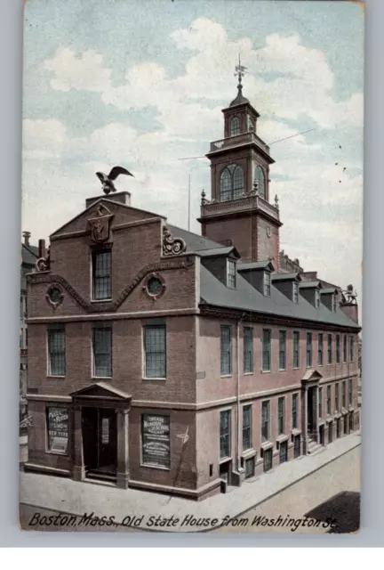 Postcard - Old State House from Washington Boston Mass