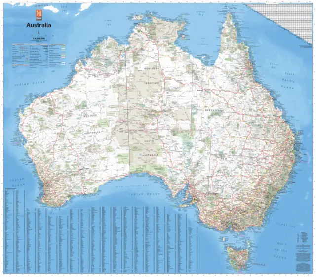 (LAMINATED) MEGA MAP OF AUSTRALIA (148x169cm) GIANT POSTER WALL PRINT TRAVEL ART